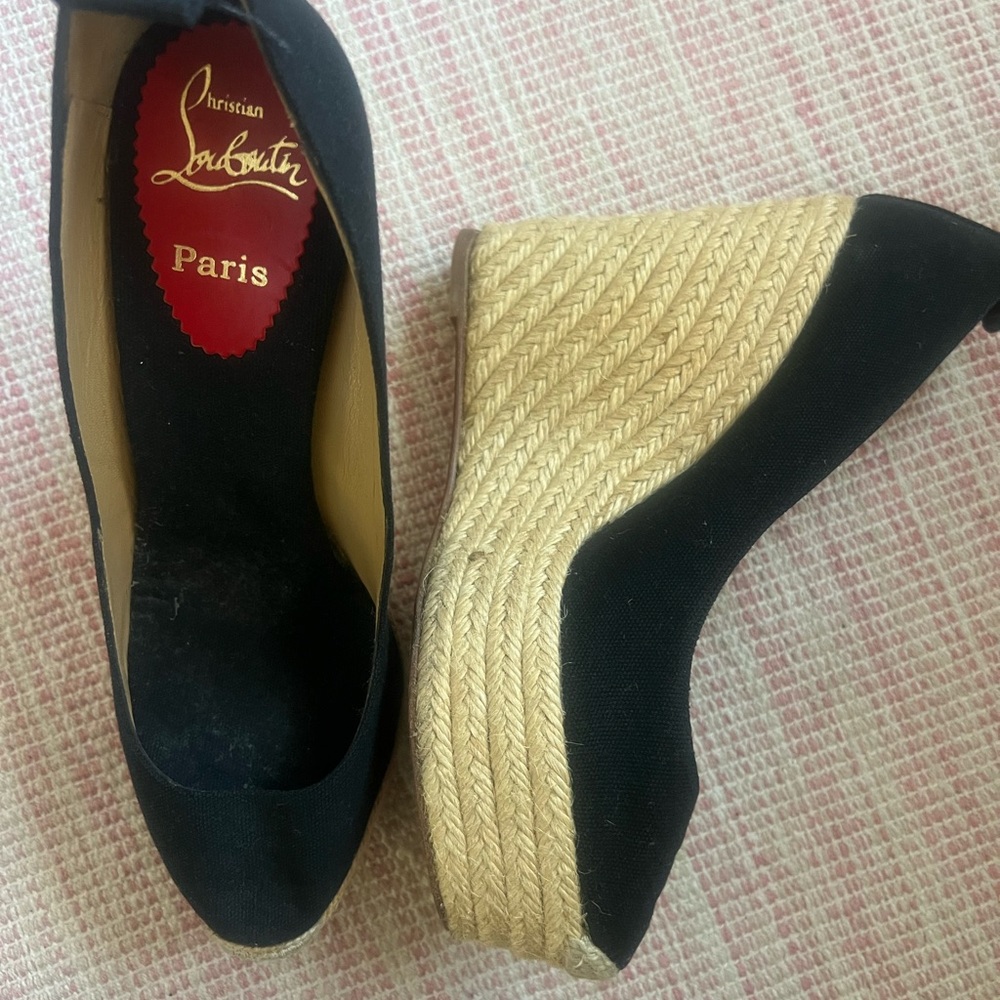 Christian Louboutin Black Wedge Formentera espadrilles